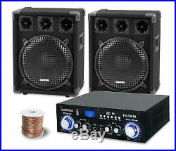 PA Anlage DJ Party Sound Lautsprecher Boxen Bluetooth Verstärker Kabel Set 1200W