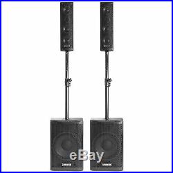 PA System Active Speaker Kit Twin Tops and 12 Subwoofers Bluetooth DJ 1150w