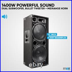 PAIR MAX 2x12 3 way PA BAND KARAOKE 2800w Peak Bass Floor Loud Speakers UK Stock