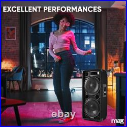 PAIR MAX 2x12 3 way PA BAND KARAOKE 2800w Peak Bass Floor Loud Speakers UK Stock