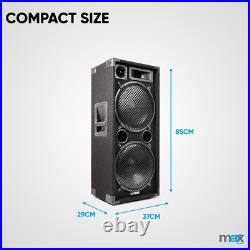 PAIR MAX 2x12 3 way PA BAND KARAOKE 2800w Peak Bass Floor Loud Speakers UK Stock