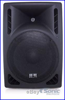 PAIR of New 15 AMPLIFIED Powered Pro Audio Speaker/DJ Loudspeakers with Stands