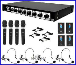 PDWM8700 Rack Mount Wireless Microphone System with 4 Lavalier & 4 Handheld Mics