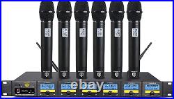 PRORECK MX66 6-Channel UHF Wireless Microphone System with 6 Hand-Held Microphon
