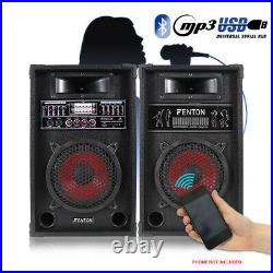 Pair 8 Speakers Active Home DJ Karaoke Party Set USB Bluetooth Mic Input 600W