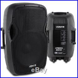 Pair Active Powered 15 Inch DJ Disco PA Speaker SystemVonyx AP1500A 1600W Max