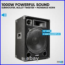 Pair MAX 15 DJ PA DISCO PARTY BAND Mega LOUD BASS 2000w Peak Speakers SSC2790