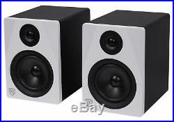 Pair Rockville APM5W 5.25 2-Way 250W Powered USB Studio Monitors+Stands+Pads