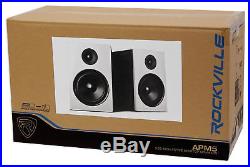 Pair Rockville APM5W 5.25 2-Way 250W Powered USB Studio Monitors+Stands+Pads