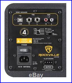 Pair Rockville ASM5 5 2-Way 200W Active/Powered USB Studio Monitors + Stands