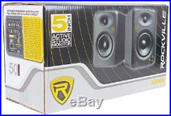 Pair Rockville ASM5 5 200W Powered Studio Monitors+Stands+Pads+Headphones