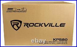 Pair Rockville KPS80 8 3-Way 800 Watt Karaoke/Pro Speakers+Wall Brackets / MDF