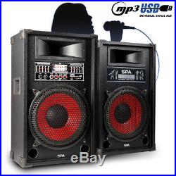 Pair Skytec Active PA Karaoke Party 12 Inch Speakers MP3 USB Bluetooth 1200W