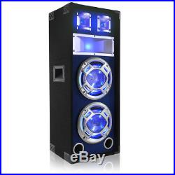 Pair of Skytec 2 x 8 Passive Bedroom Speakers 1200W Max Sound Reactive Blue LED