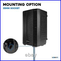Pair of Vonyx VSA08BT 8 Active PA Speakers Bi-Amplified with Bluetooth & Stands