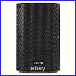 Pair of Vonyx VSA08BT 8 Active PA Speakers Bi-Amplified with Bluetooth & Stands