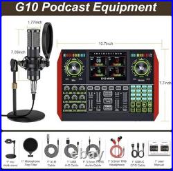Podcast Equipment Bundle Condenser Mic Sound Card Audio Mixer G10 RRP 150