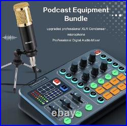 Podcast Equipment Bundle, Portable Audio Mixer for Live Streaming, Gaming, PC