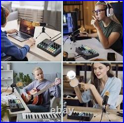 Podcast Equipment Bundle, Portable Audio Mixer for Live Streaming, Gaming, PC
