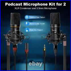 Podcast Equipment Bundle for 2, RGB Audio Interface with XLR Condenser Microphon