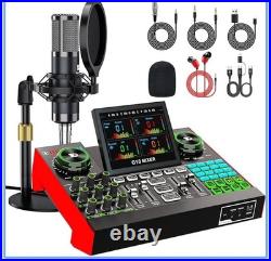 Podcast Equipment Bundle with 3.5mm Condenser Microphone. Sound Card Audio Mixer
