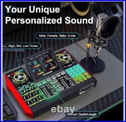 Podcast Equipment Bundle with 3.5mm Condenser Microphone. Sound Card Audio Mixer