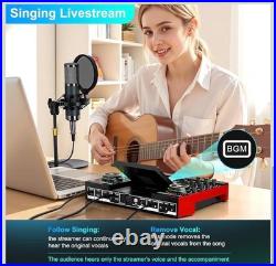 Podcast Equipment Bundle with 3.5mm Condenser Microphone. Sound Card Audio Mixer