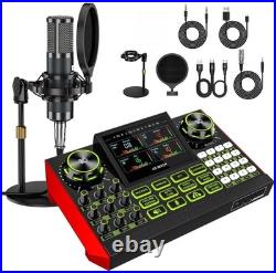 Podcast equipment bundle with live sound card audio mixer, with 3.5mm