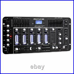 Pro 4 Channel DJ Mixer Console Phono Mic Bluetooth USB WITH LCD DISPLAY Black