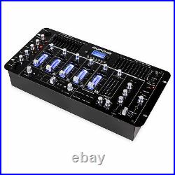 Pro 4 Channel DJ Mixer Console Phono Mic Bluetooth USB WITH LCD DISPLAY Black