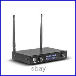 Pro Audio UHF Wireless Microphone System 2 Channel Handheld Mic Karaoke Dynamic
