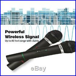 Pro Dual Wireless Cordless DJ Karaoke Public Address PA Mic Microphone System