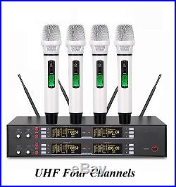 Professional 4 Channel UHF Wireless Microphone Mic System for shure wireless