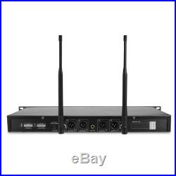 Professional 4 Channel UHF Wireless Microphone System Mic with Headset Stage KTV