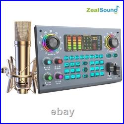 Professional Podcast Live Soundcard Equipment Bundle with 48V XLR Microphone for