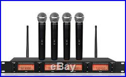 Professional UHF 4 Channel Wireless Microphone System