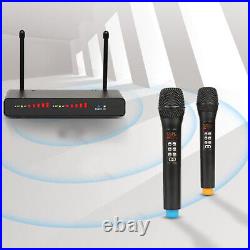 Professional UHF Handheld Microphone 2 MIC System Built-in Sound Card Karaoke