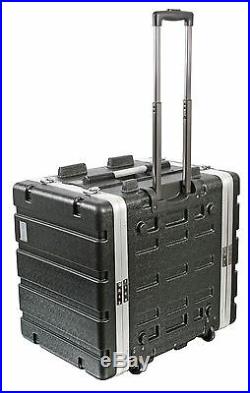 Pulse 7U 19 ABS Flight Rack Mount Equipment Case Trolley with Handle & Wheels