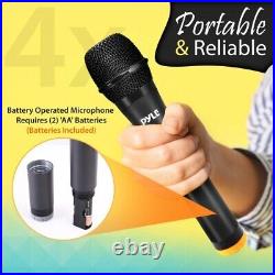 Pyle PDWM4120 Portable Battery Operated Four Bluetooth Cordless Microphone Set