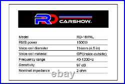 RDCARSHOW 18IPAL 18 2-Ohm Neodymium Subwoofer 3000W 40-1200Hz Response SUB. 18