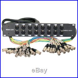 Rack Mount 16 Channel XLR TRS Combo Splitter Snake Cable 5' and 15' XLR trunks