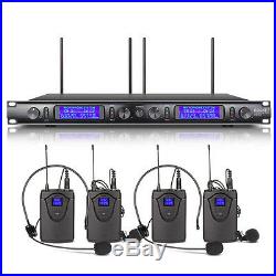 Rocket 4 Channel UHF Lavalier/Lapel Wireless Microphone System Mic with Headset