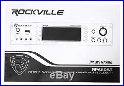 Rockville RPA60BT 1000w 2 Channel Rack DJ Amplifier/Mixer/Amp with Bluetooth/USB