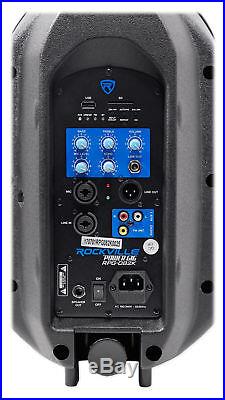 Rockville RPG082K Dual 8 Powered PA System Speakers/Bluetooth+Mic+Stands+Cables