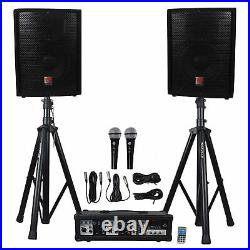 Rockville RPG2X10 PA System with Mixer/Amp+10 Speakers+Stands+(2) Mics+Bluetooth