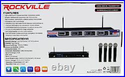 Rockville RWM4200VH VHF Wireless Quad HandHeld Microphone System w LCD Display