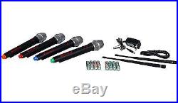 Rockville RWM4400UH QUAD UHF 4 Wireless HandHeld Microphone System withLCD Display