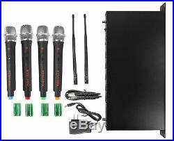 Rockville RWM4401UH QUAD UHF 4 Wireless HandHeld Microphone System withLCD Display