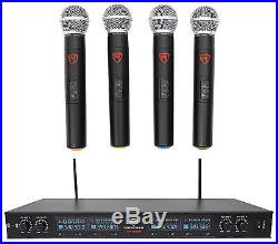 Rockville RWM90U Quad UHF Handheld Wireless Microphone System withLCD+Metal Casing