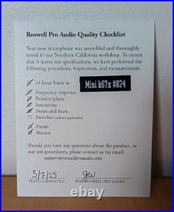 Roswell Professional Cardiod Condenser Microphone Hand built in the USA